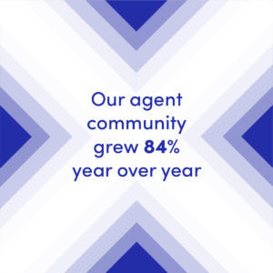our agent community grew 84% year over year
