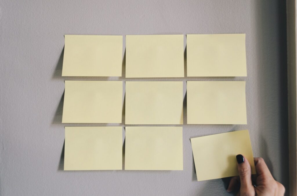 Sticky notes on wall